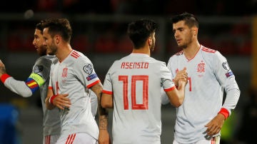 Morata celebra su gol a Malta