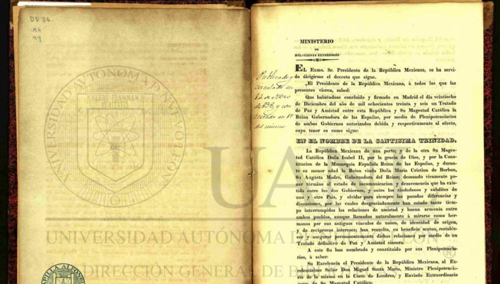 Tratado Definitivo de Paz y Amistad entre la República Mexicana y S.M.C. la Reina Gobernadora de España