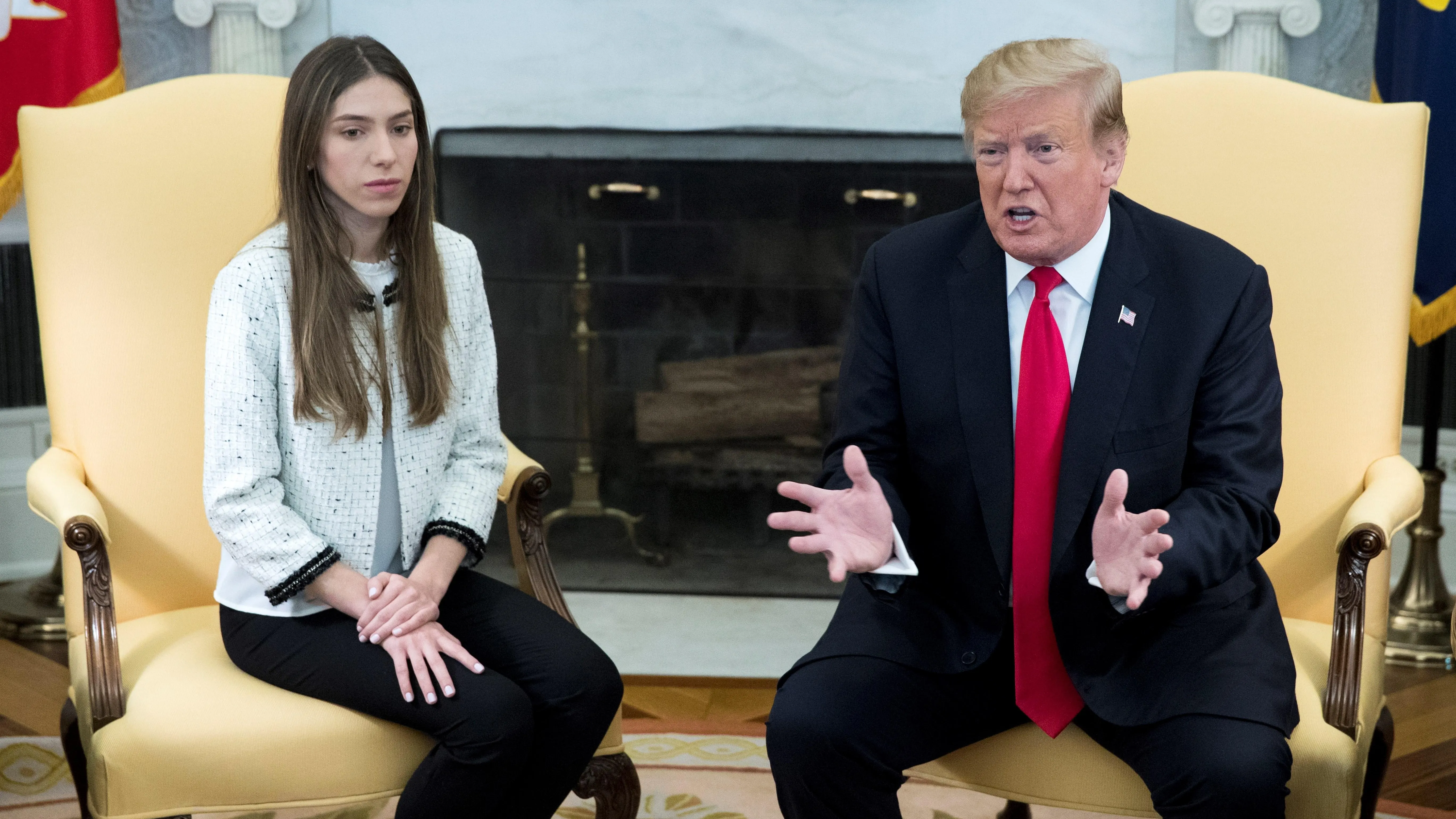 El presidente de EEUU, Donald Trump, y la esposa de Juan Guaidó, Fabiana Rosales. 