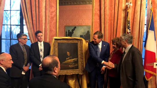 Los bisnietos del propietario original de la obra pintada por Koninck en 1639 Los bisnietos del propietario original de la obra pintada por Koninck en 1639