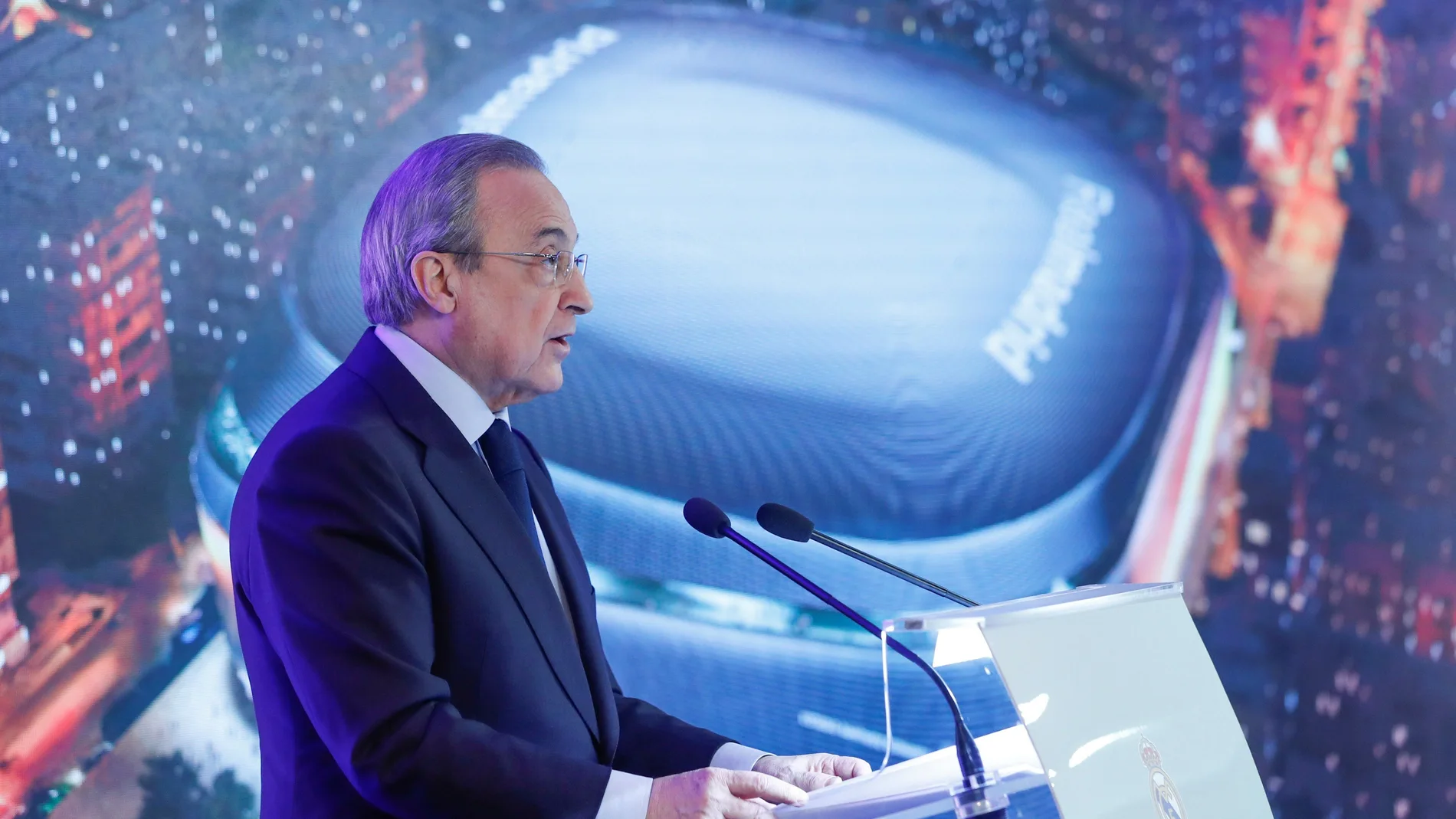 Florentino Pérez, durante la presentación del nuevo Santiago Bernabéu