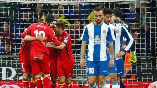 El Getafe celebra el gol del empate El Getafe celebra el gol del empate