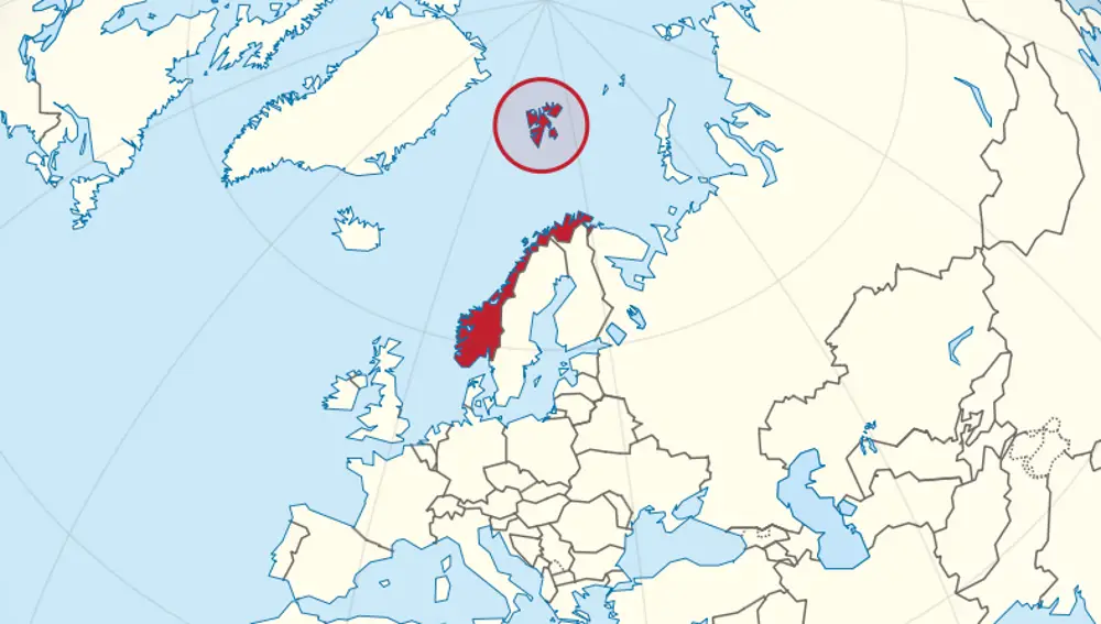 Localización del archipiélago de Svalbard al norte de Noruega