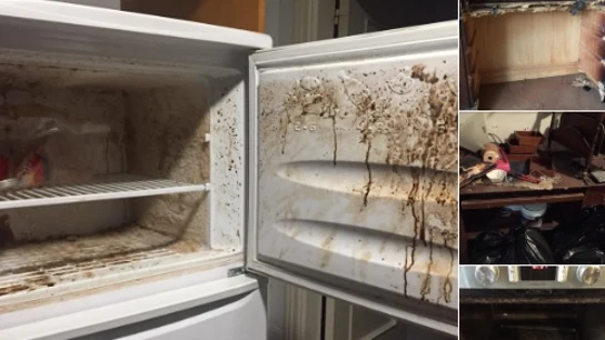 Los inquilinos dejaron casi todos los muebles quemados y destrozados Los inquilinos dejaron casi todos los muebles quemados y destrozados