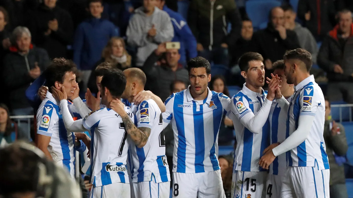 Los jugadores de la Real Sociedad celebran un gol ante el Betis Los jugadores de la Real Sociedad celebran un gol ante el Betis