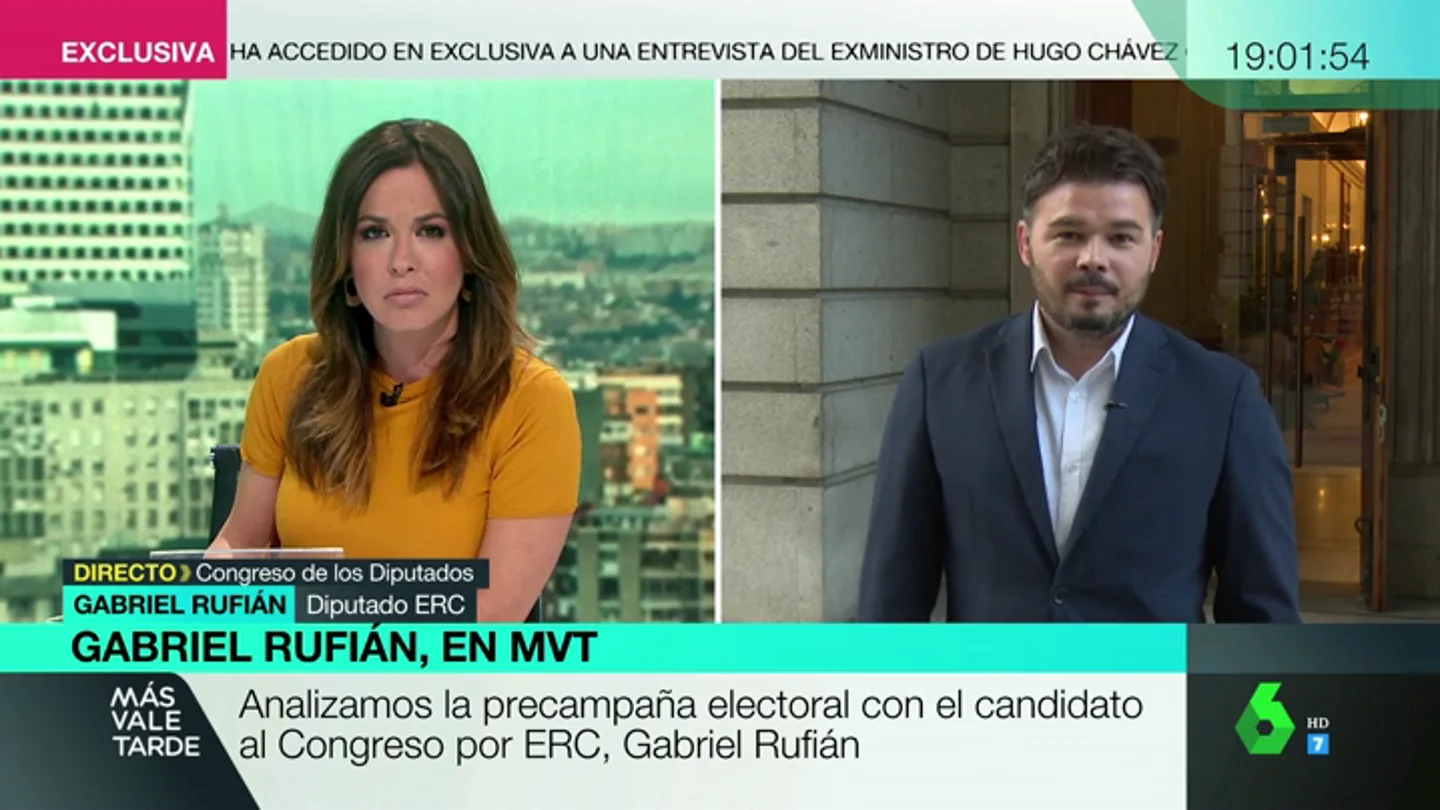 El consejo de Junqueras a Rufián para defender una mesa de diálogo en Cataluña: "Si yo hablo con mis carceleros vosotros tenéis que hablar" El consejo de Junqueras a Rufián para defender una mesa de diálogo en Cataluña: "Si yo hablo con mis carceleros vosotros tenéis que hablar"