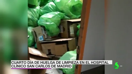 La basura inunda el Hospital Clínico San Carlos de Madrid en el cuarto día de huelga de los trabajadores de la limpieza La basura inunda el Hospital Clínico San Carlos de Madrid en el cuarto día de huelga de los trabajadores de la limpieza