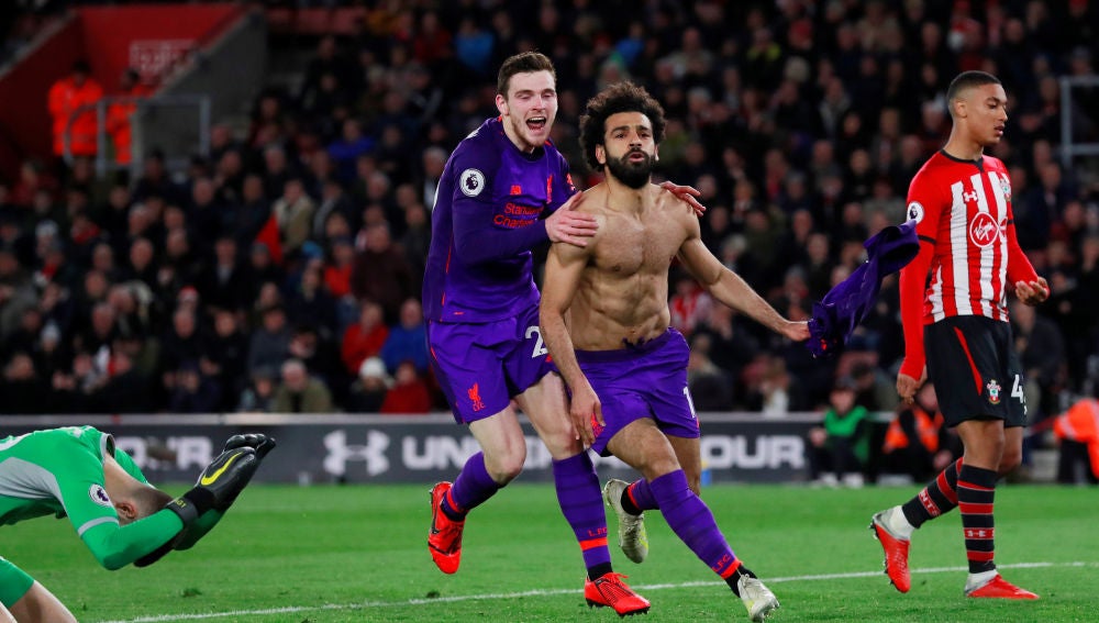 Salah celebra su gol ante el Southampton