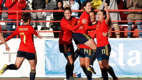 Las jugadoras españolas celebrando un gol Las jugadoras españolas celebrando un gol