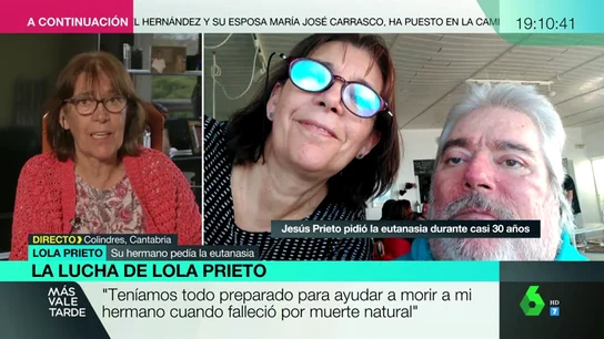 La lucha de una mujer a la que su hermano le pedía la eutanasia: "Mi hijo me preguntaba si podría vivir tras ayudar a morir a mi hermano, pero tenía que hacerlo por él" La lucha de una mujer a la que su hermano le pedía la eutanasia: "Mi hijo me preguntaba si podría vivir tras ayudar a morir a mi hermano, pero tenía que hacerlo por él"