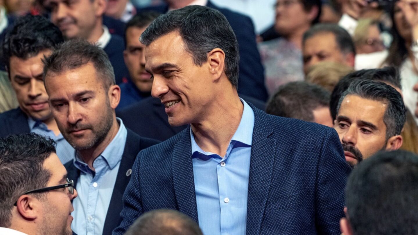El secretario general del PSOE y presidente del Gobierno, Pedro S&aacute;nchez, participa en un acto de precampa&ntilde;a en Toledo