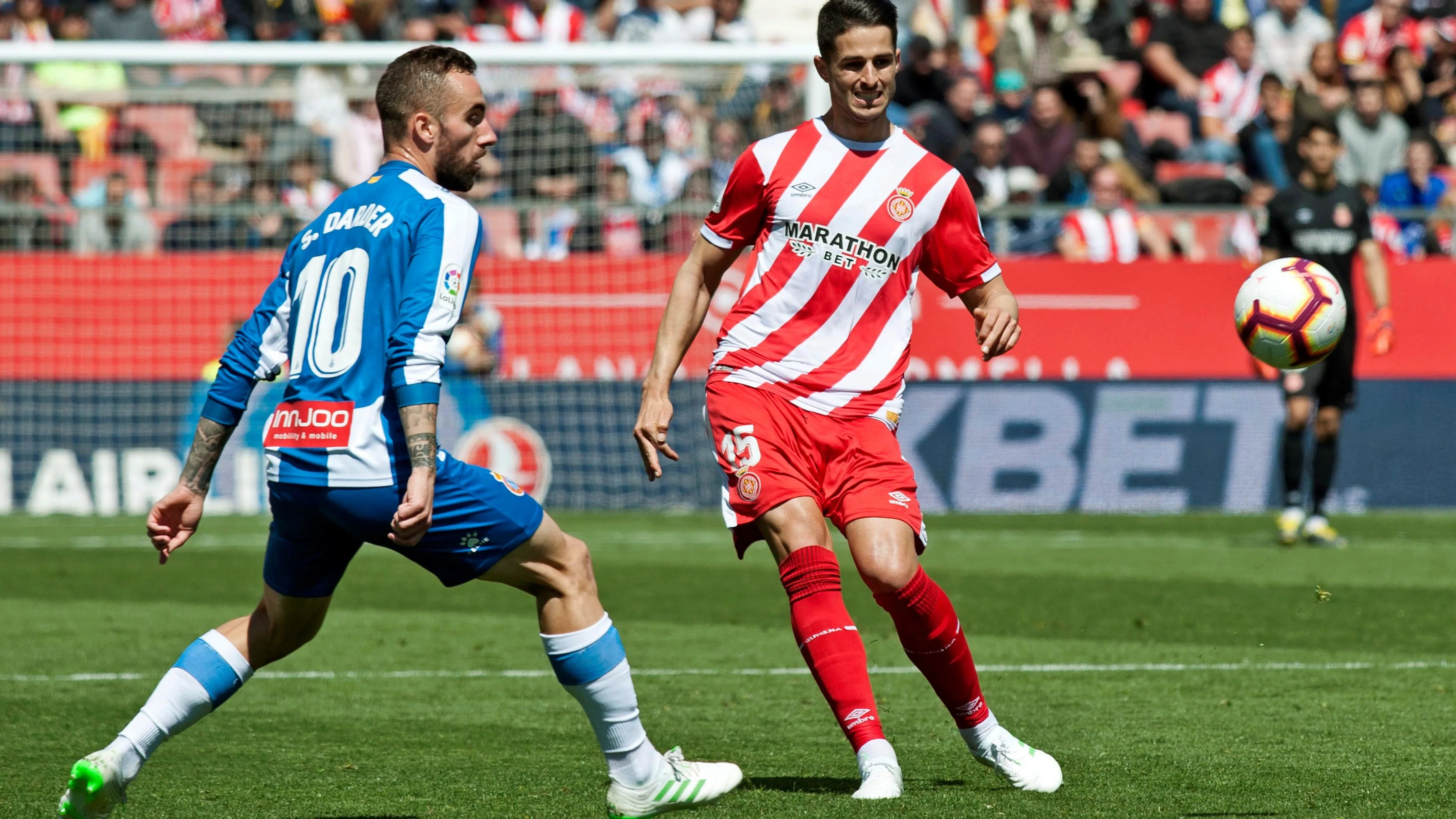 Momento del partido del Girona - Espanyol