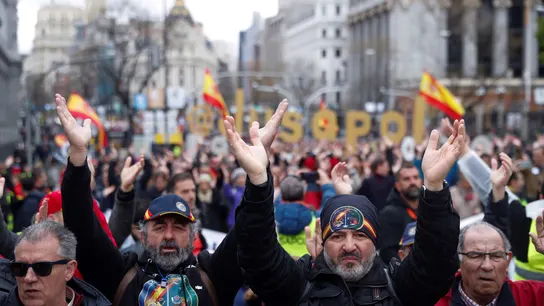 Manifestantes de Jusapol en Madrid. Manifestantes de Jusapol en Madrid.
