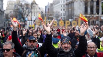 Manifestantes de Jusapol en Madrid.
