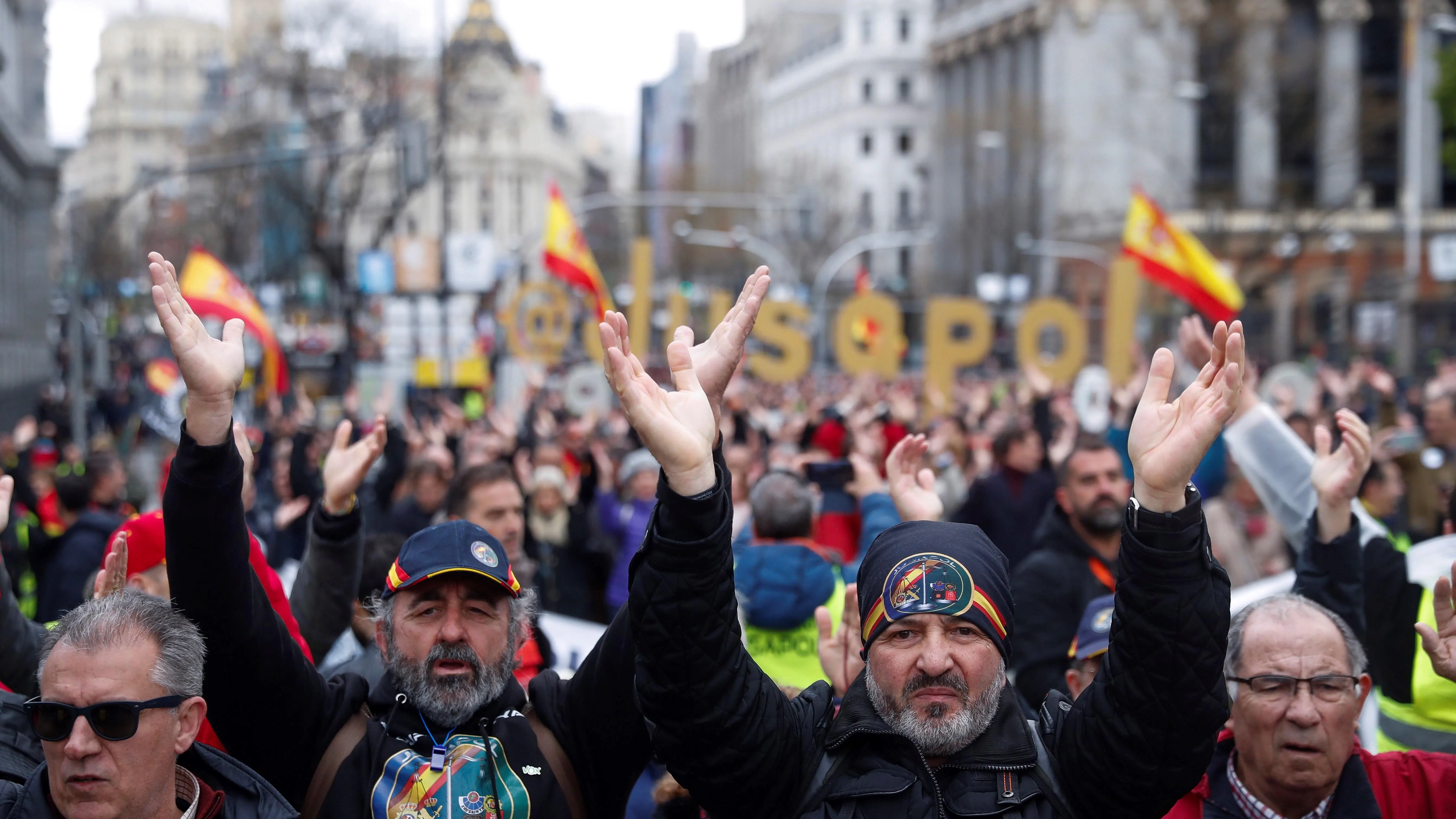 Manifestantes de Jusapol en Madrid.