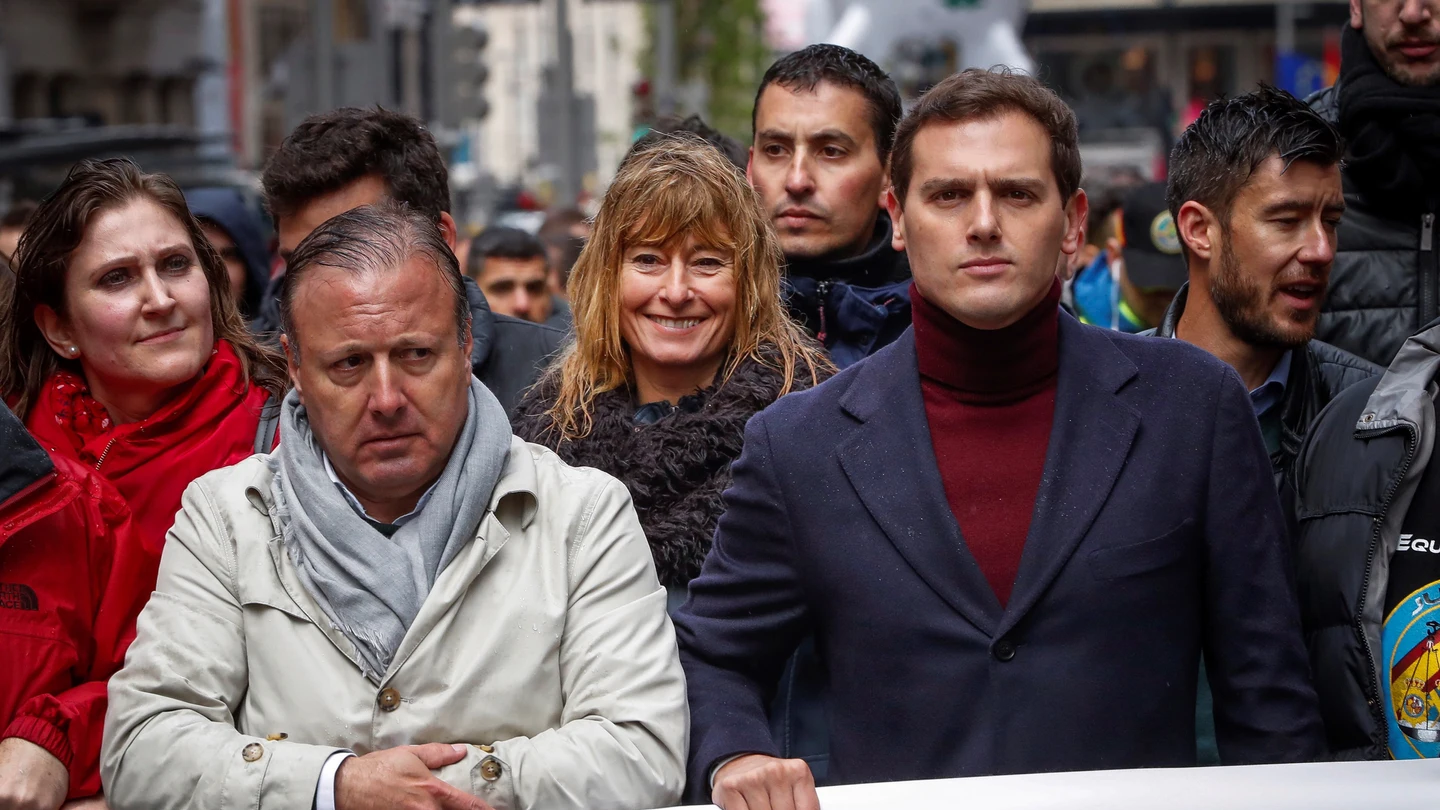 El líder de Ciudadanos, Albert Rivera, en la manifestación de Jusapol en Madrid. El líder de Ciudadanos, Albert Rivera, en la manifestación de Jusapol en Madrid.