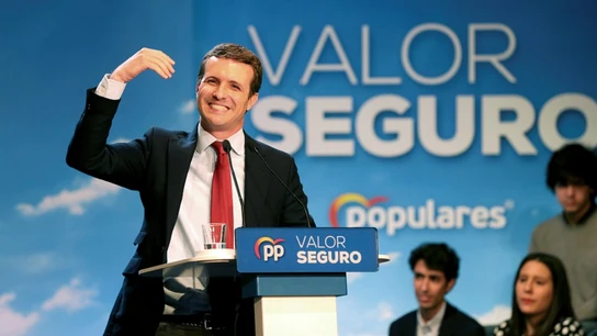 Casado durante su intervención en un mitin en Salamanca Casado durante su intervención en un mitin en Salamanca