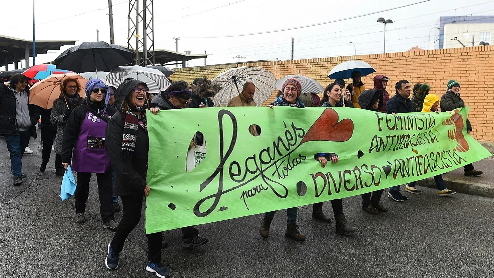 Manifestación en Leganés de colectivos feministas contra Vox