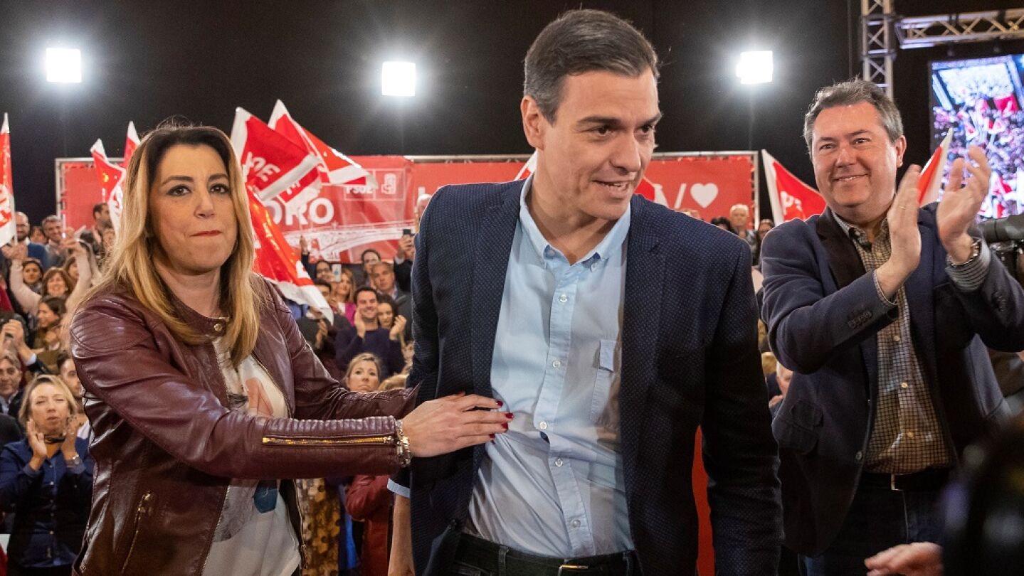 Pedro S&aacute;nchez y Susana D&iacute;az en un acto electoral en Sevilla