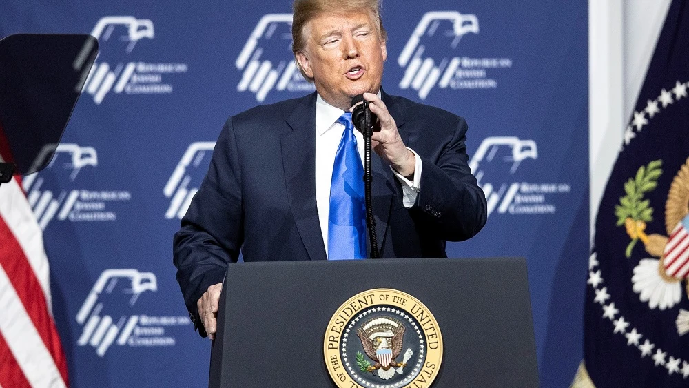 El presidente de EE.UU., Donald J. Trump, habla durante la conferencia de la Coalición de Judíos Republicanos, celebrada en Las Vegas (Nevada)