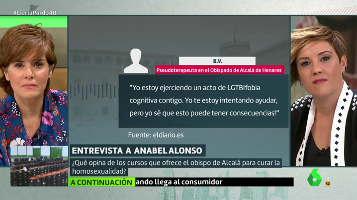 La crítica de Anabel Alonso a los cursos de la iglesia para curar la homosexualidad: "Igual los que necesitan ayuda son los curas pederastas" La crítica de Anabel Alonso a los cursos de la iglesia para curar la homosexualidad: "Igual los que necesitan ayuda son los curas pederastas"