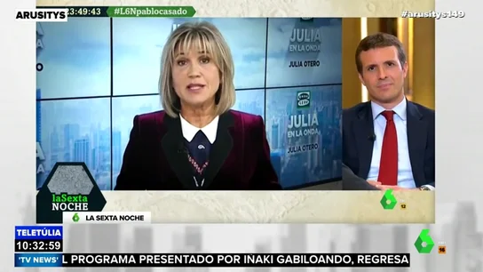 La aplaudida reflexión de Julia Otero a Pablo Casado sobre la "policía política" La aplaudida reflexión de Julia Otero a Pablo Casado sobre la "policía política"