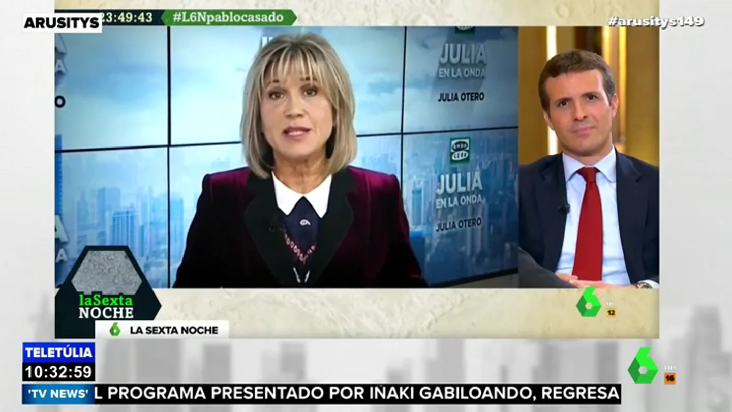 La aplaudida reflexión de Julia Otero a Pablo Casado sobre la "policía política" La aplaudida reflexión de Julia Otero a Pablo Casado sobre la "policía política"