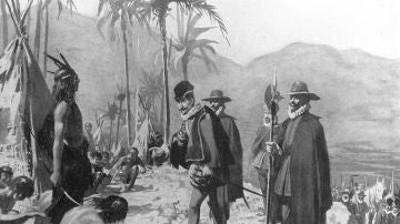 Hernán Cortés en presencia del Jefe Tlascalteca