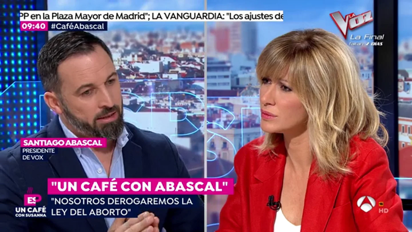 Santiago Abascal (Vox) carga contra el aborto: "Susanna, tu cuerpo es tuyo, pero el que llevas dentro no" Santiago Abascal (Vox) carga contra el aborto: "Susanna, tu cuerpo es tuyo, pero el que llevas dentro no"