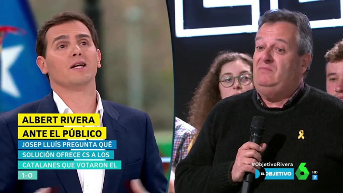 Máxima tensión entre Albert Rivera y un independentista en El Objetivo: "Usted vive en Matrix" Máxima tensión entre Albert Rivera y un independentista en El Objetivo: "Usted vive en Matrix"