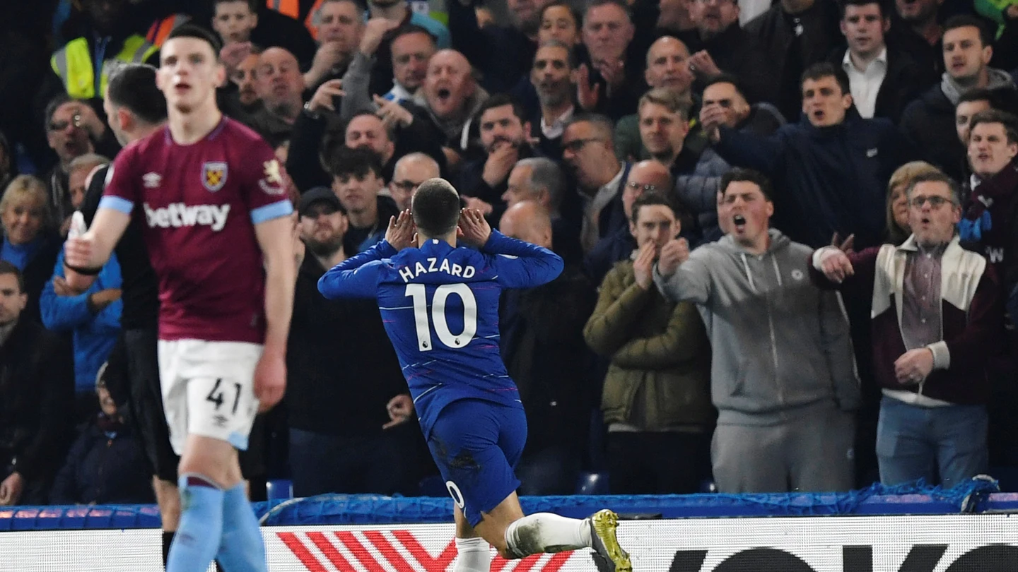 Hazard celebra un gol ante el West Ham Hazard celebra un gol ante el West Ham