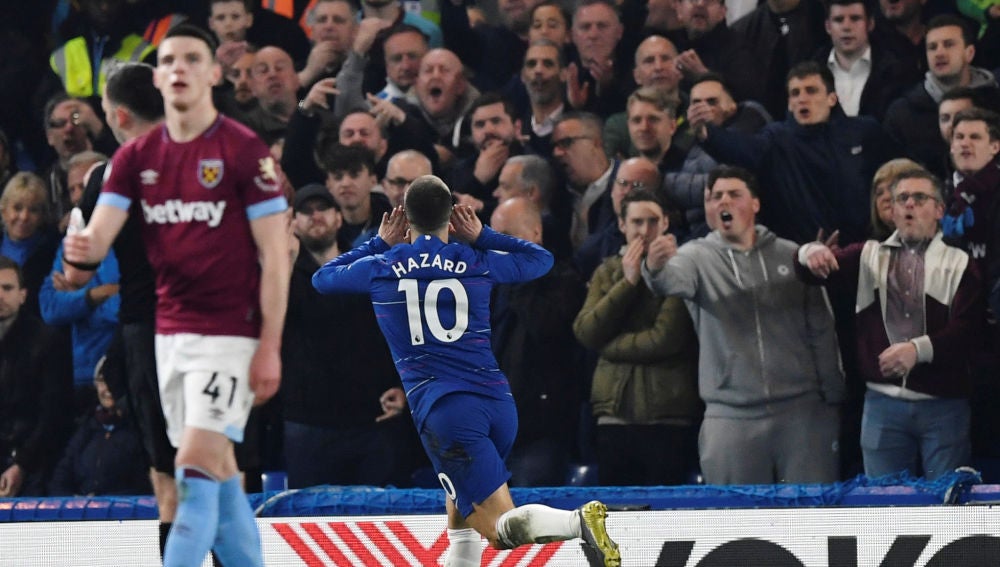 Hazard celebra un gol ante el West Ham