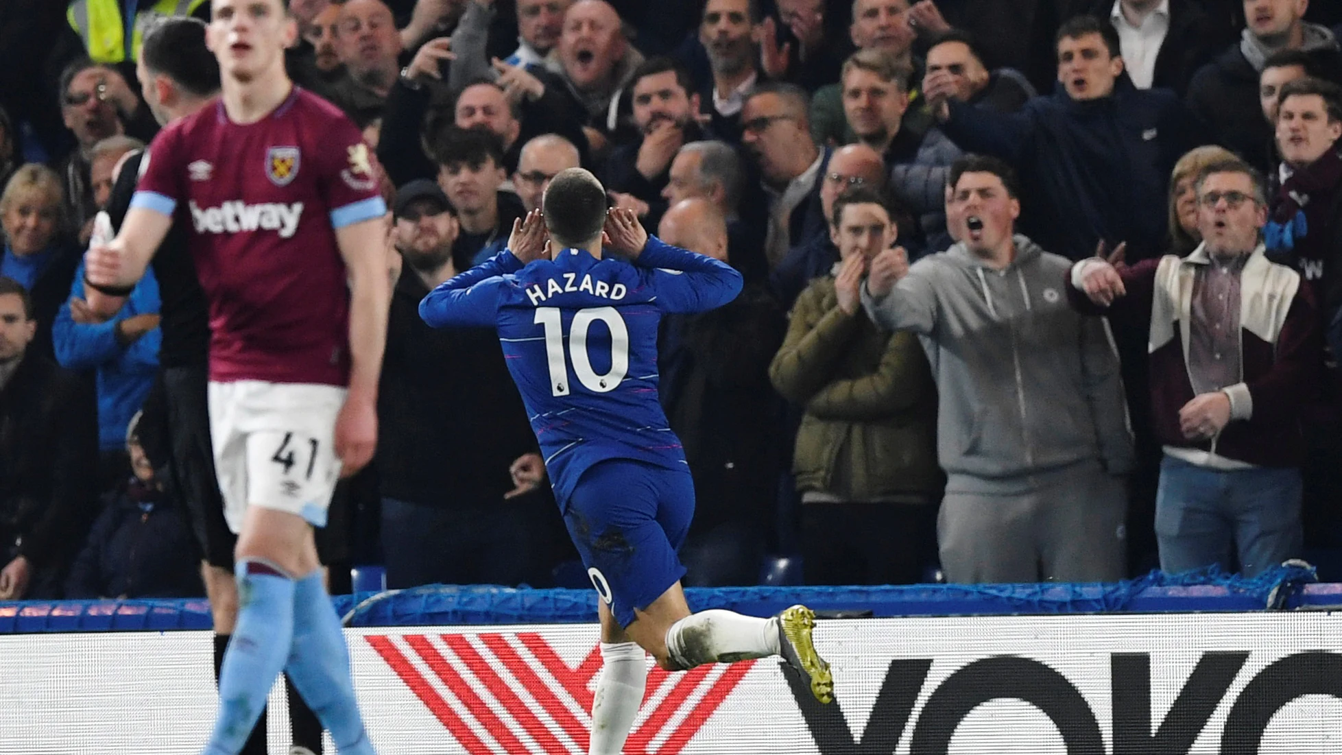 Hazard celebra un gol ante el West Ham