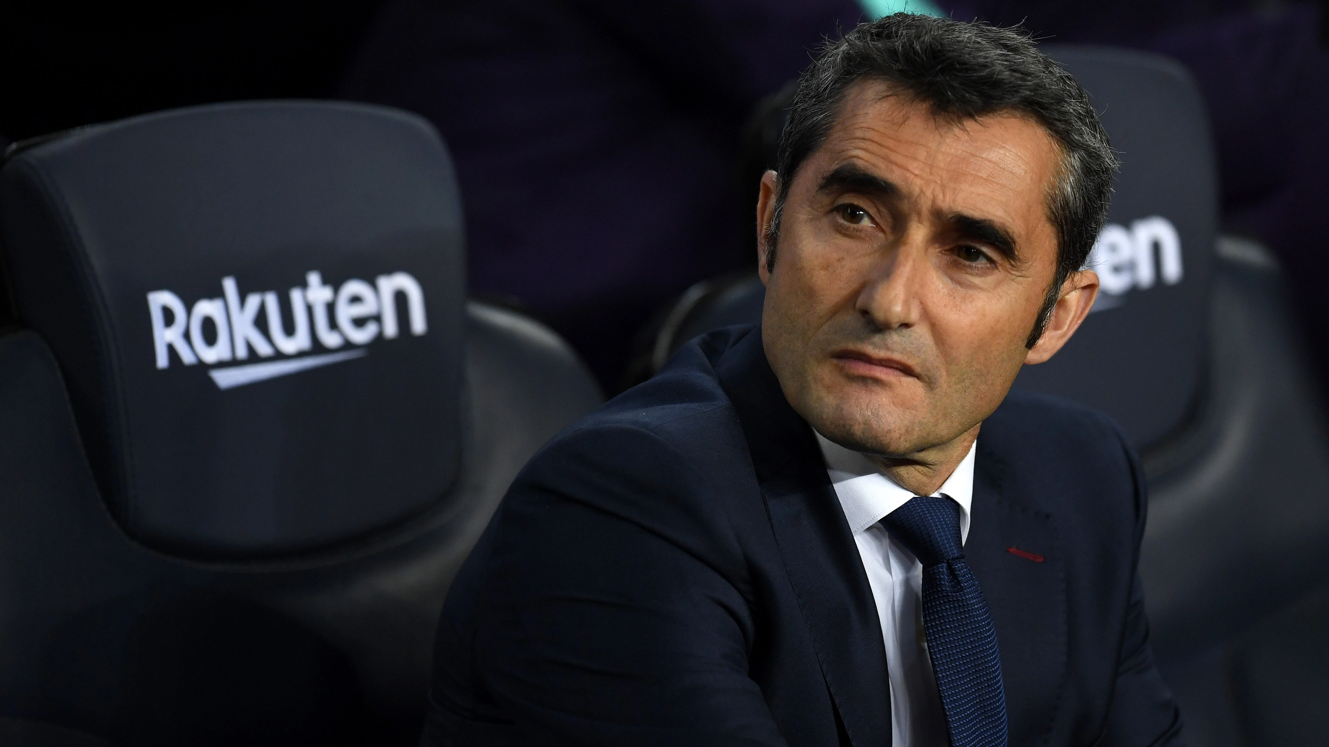 Ernesto Valverde, en el banquillo del Camp Nou