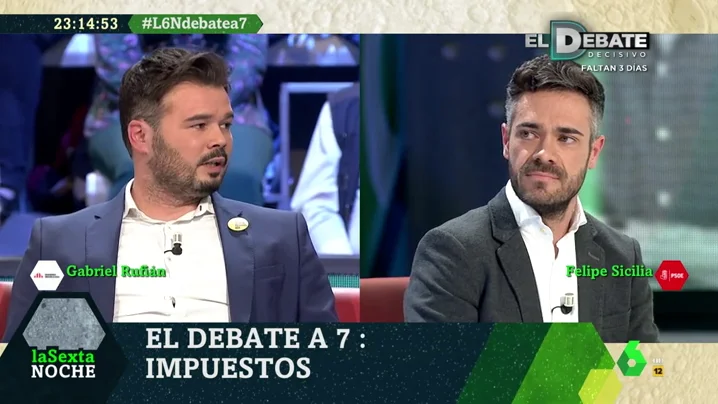 Gabriel Rufián habla con Felipe Sicilia