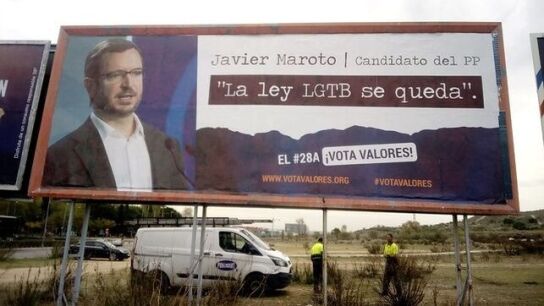 Valla de Hazte O&iacute;r contra el PP