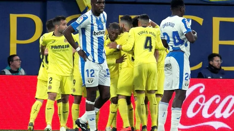 Los jugadores del Villarreal celebran un gol ante el Leganés