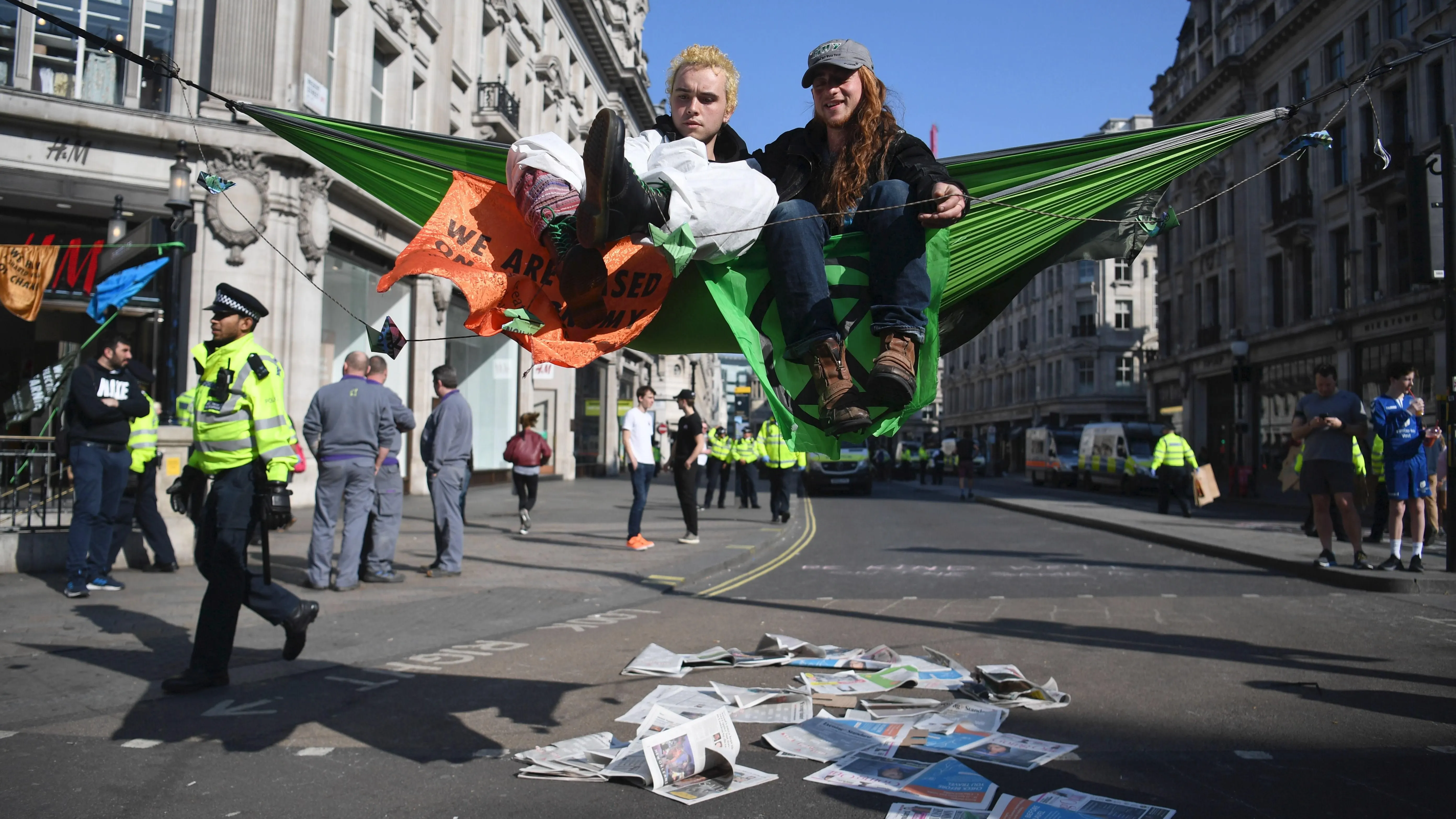 Manifestantes de 'Extinction Rebellion'