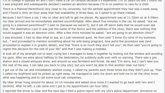 Obligada a salir de un Uber por dirigirse a una clínica para abortar 