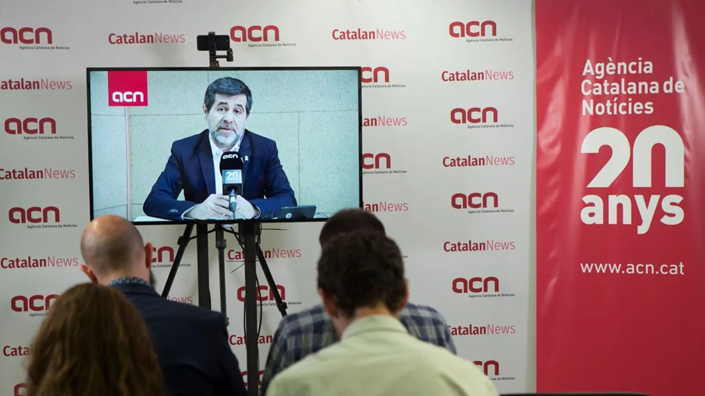 Jordi Sànchez en una rueda de prensa desde prisión Jordi Sànchez en una rueda de prensa desde prisión