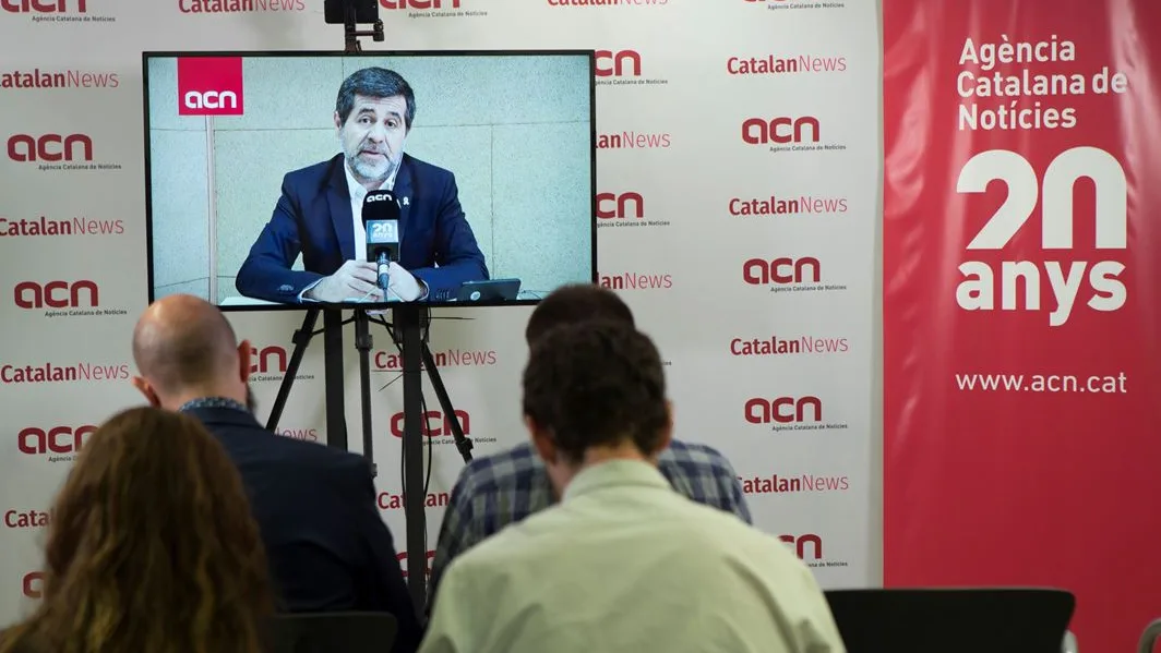 Jordi Sànchez en una rueda de prensa desde prisión