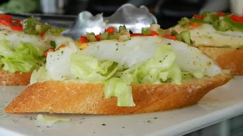 Pintxo de bacalao Pintxo de bacalao