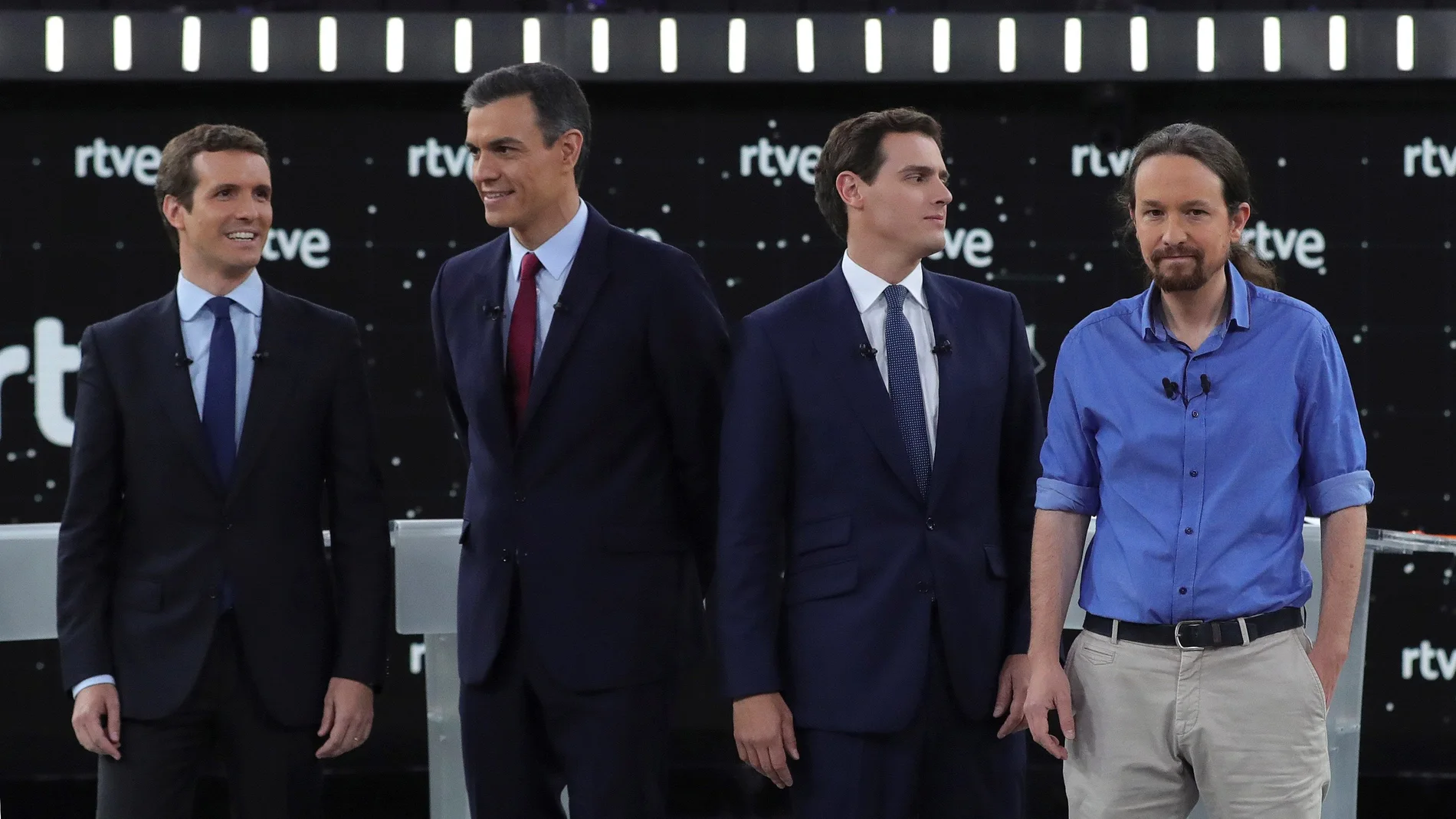 Los candidatos al Gobierno, juntos en el debate electoral de TVE