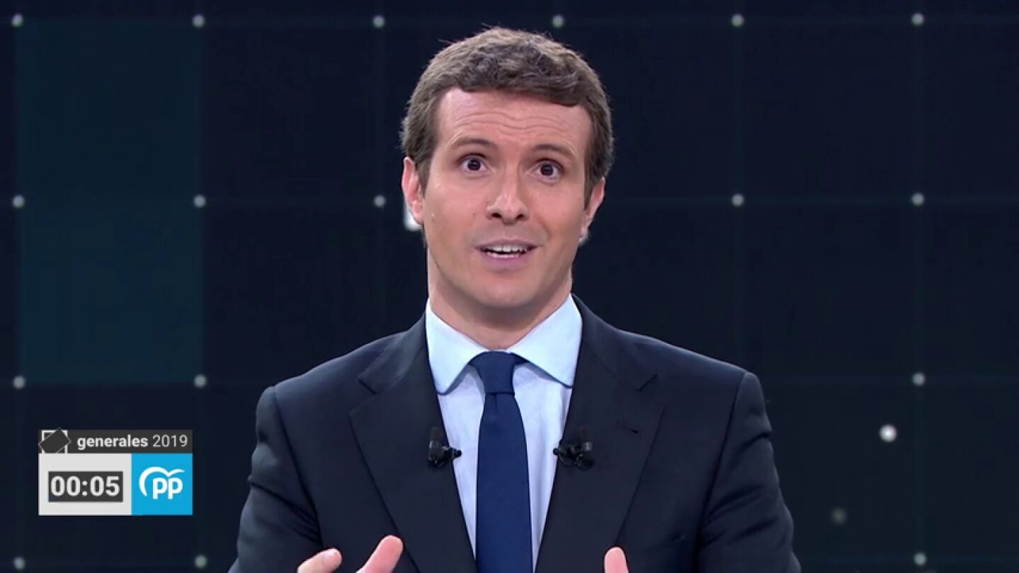 Debate electoral TVE | Pablo Casado: "El PP es la &uacute;nica alternativa al Gobierno de la izquierda, de los independentistas y de los batasunos"