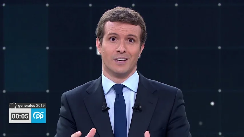 Debate electoral TVE | Pablo Casado: "El PP es la única alternativa al Gobierno de la izquierda, de los independentistas y de los batasunos"