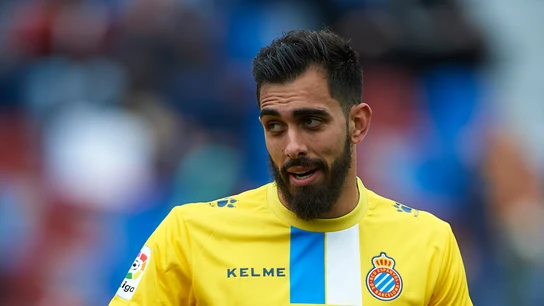 Borja Iglesias durante un partido con el Espanyol El delantero en un partido en el Ciutat de Valencia