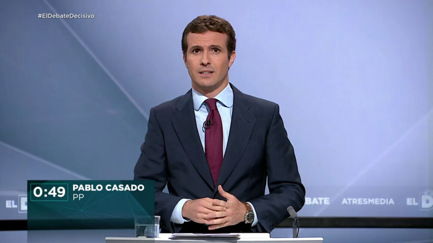 Minuto de oro de Pablo Casado: "Necesitamos unir el voto para no dividir a los espa&ntilde;oles y para que no ganen los separatistas"
