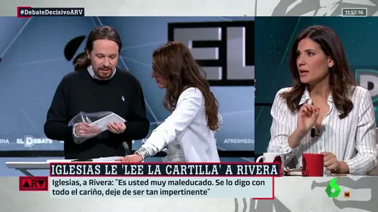 El consejo de Noelia Vera a Pablo Iglesias fuera de cámaras en el El Debate Decisivo El consejo de Noelia Vera a Pablo Iglesias fuera de cámaras en el El Debate Decisivo
