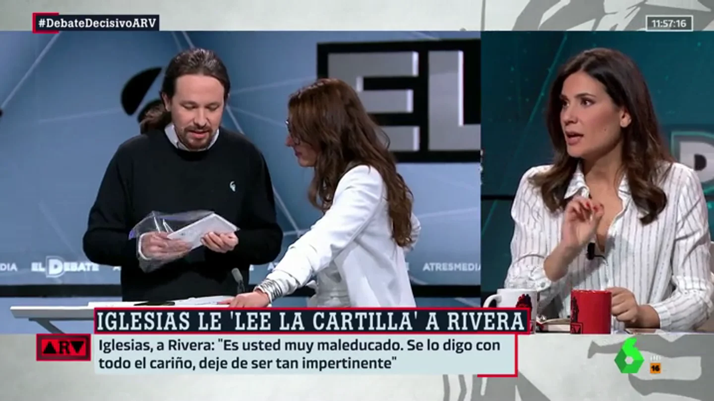 El consejo de Noelia Vera a Pablo Iglesias fuera de cámaras en el El Debate Decisivo El consejo de Noelia Vera a Pablo Iglesias fuera de cámaras en el El Debate Decisivo
