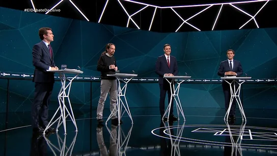 Imagen de archivo del debate electoral entre PP, Podemos, PSOE y Ciudadanos Imagen de archivo del debate electoral entre PP, Podemos, PSOE y Ciudadanos